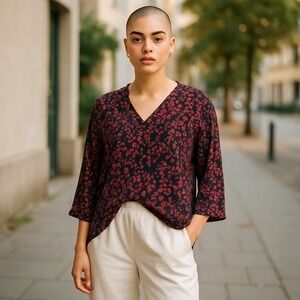 Apostrophe Woman Floral Print‎ V-Neck 3/4 Sleeve Blouse Top Plus Size 16 - 18 W